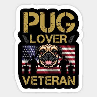 Veteran Pug Lover Sticker